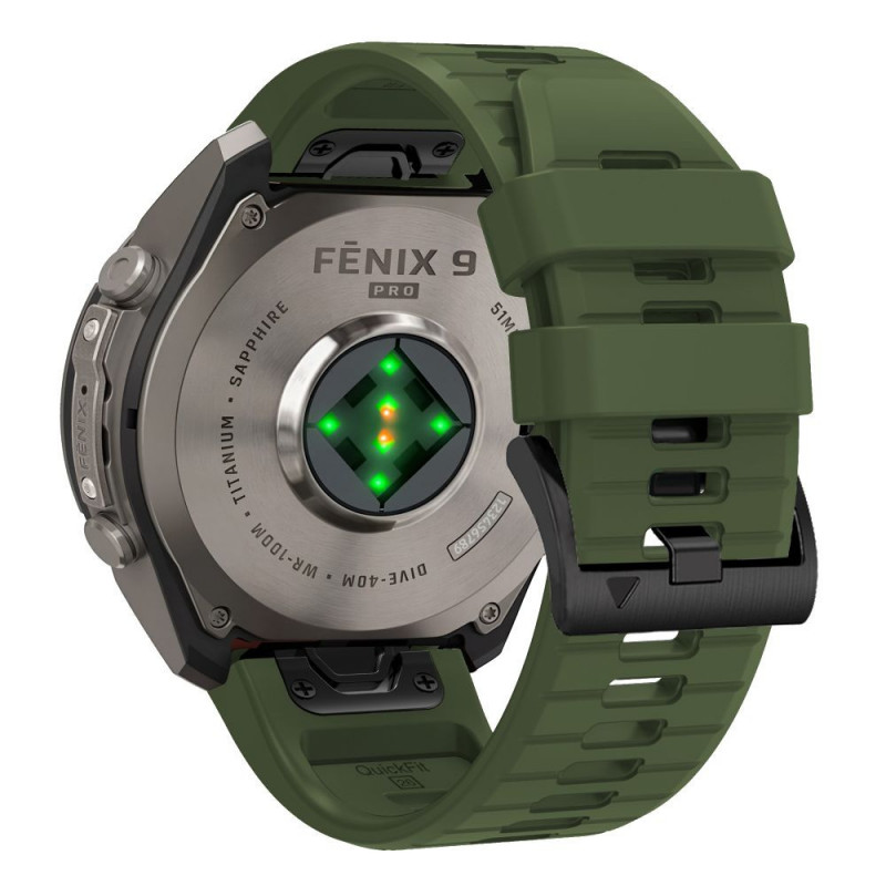 Tech-Protect siliconen horlogeband voor Garmin Fenix 5 / 6 / 6 Pro / 7 / 8 / 8 Pro / E / 9 / 9 Pro 47 mm, legergroen
