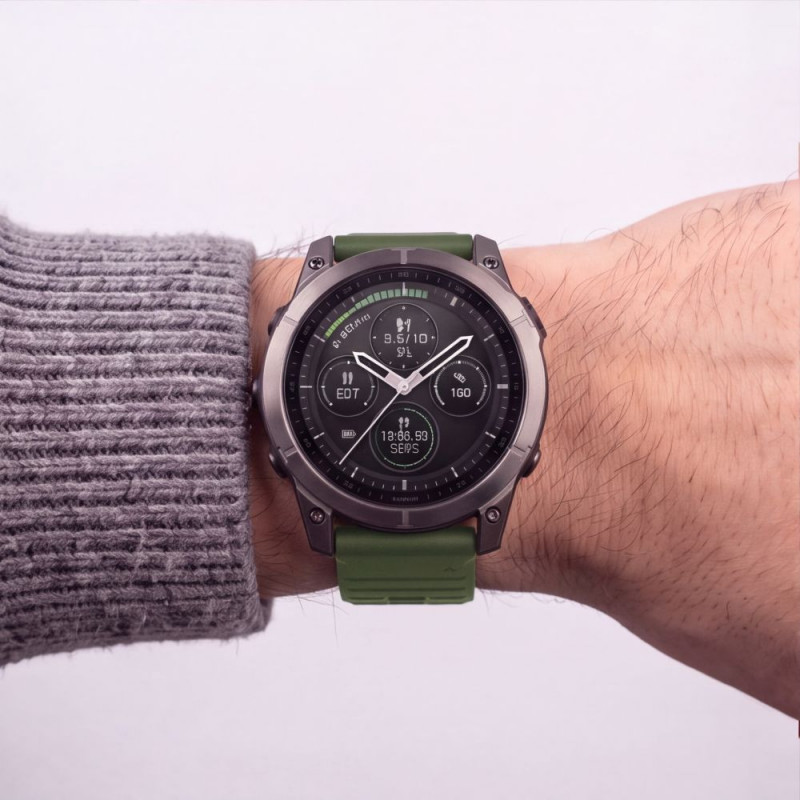 Tech-Protect siliconen horlogeband voor Garmin Fenix 5 / 6 / 6 Pro / 7 / 8 / 8 Pro / E / 9 / 9 Pro 47 mm, legergroen