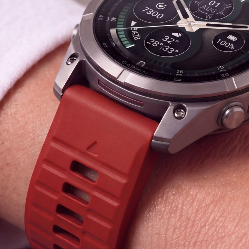 Tech-Protect siliconen horlogeband voor Garmin Fenix 5 / 6 / 6 Pro / 7 / 8 / 8 Pro / E / 9 / 9 Pro 51 mm, Crimson Red