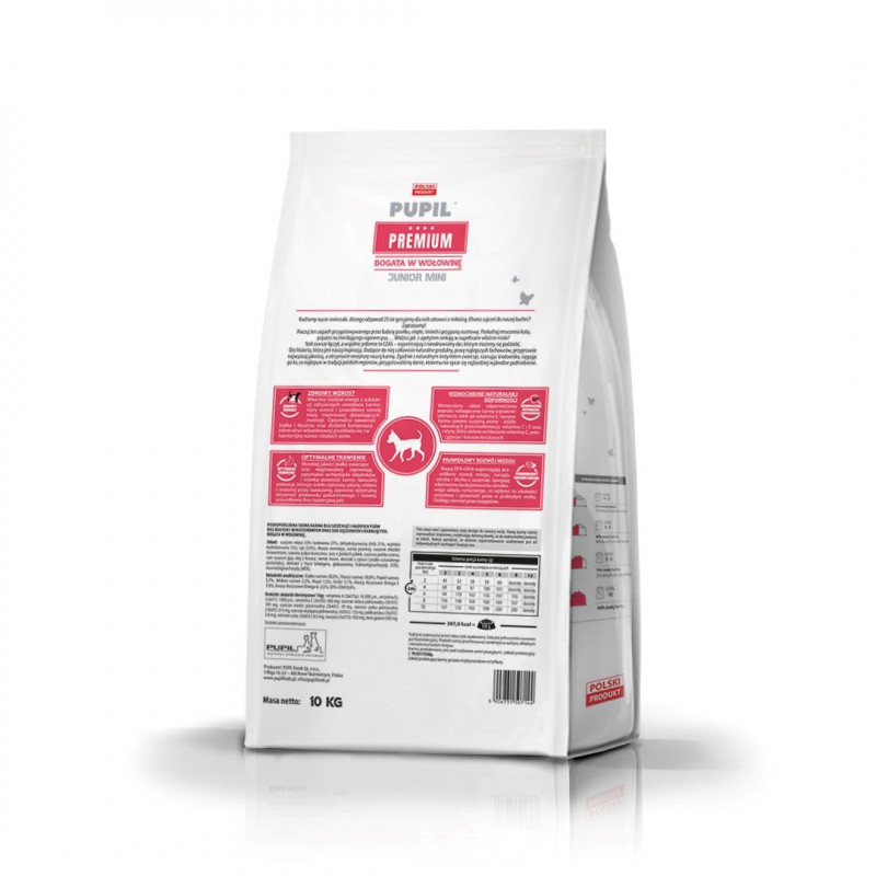 PUPIL Premium Junior Mini Rich in Beef droogvoer voor honden, 10 kg