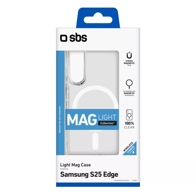 SBS Light Mag-hoesje voor Samsung Galaxy S25 Edge, transparant