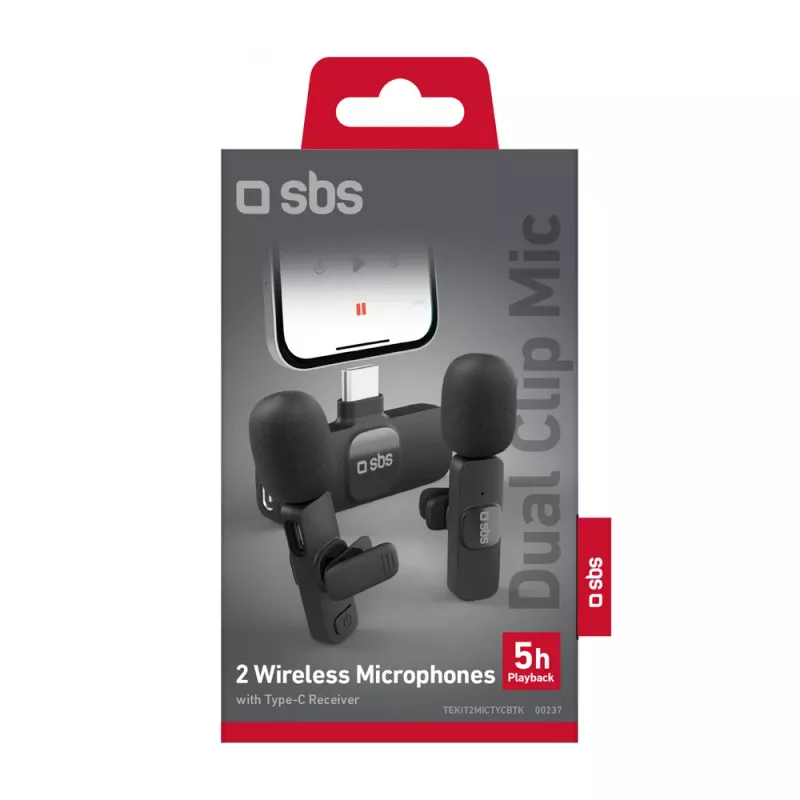 SBS-lavaliermicrofoons met USB-C-ontvanger (2 st.), zwart