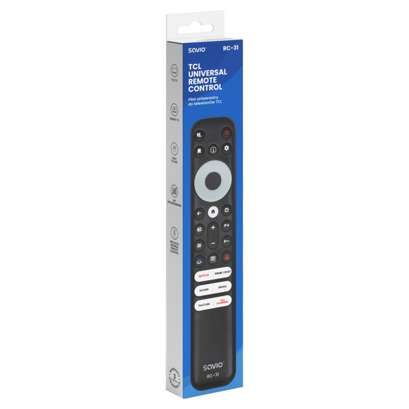 Savio RC-31 universele/vervangende afstandsbediening voor TCL TV – SMART TV