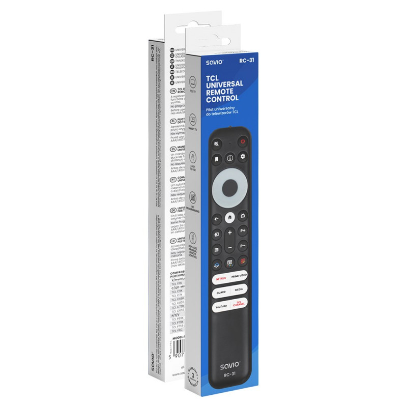 Savio RC-31 universele/vervangende afstandsbediening voor TCL TV – SMART TV