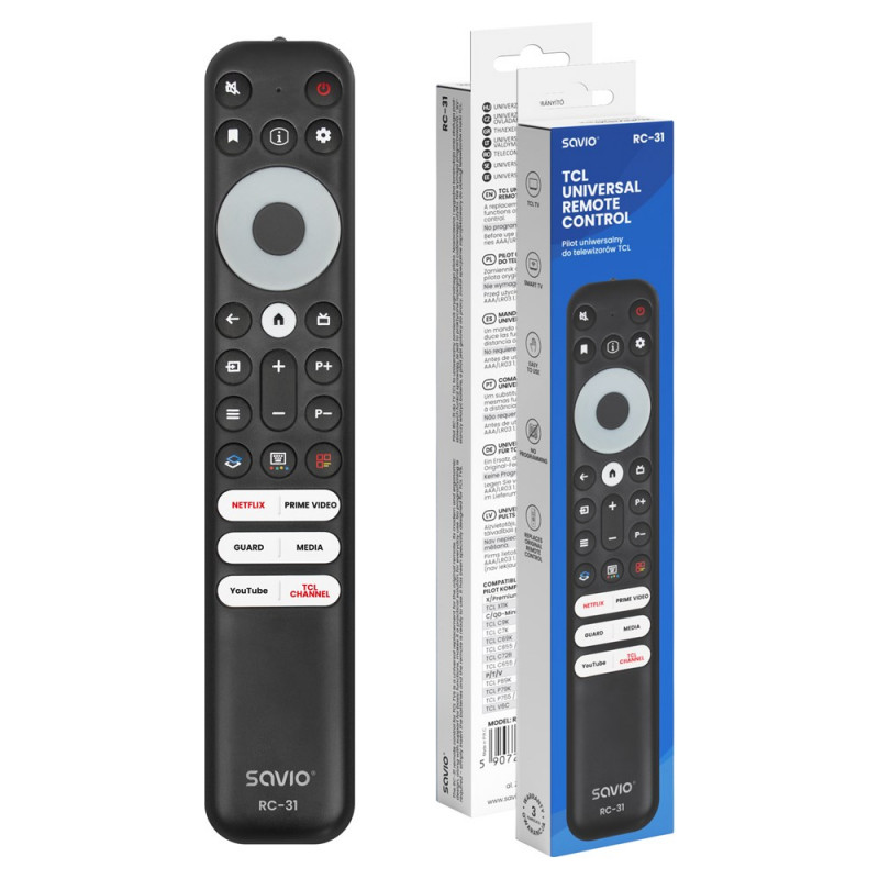 Savio RC-31 universele/vervangende afstandsbediening voor TCL TV – SMART TV