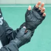 Rockbros 16220006003 motorhandschoenen van ecologisch leer, maat L, zwart