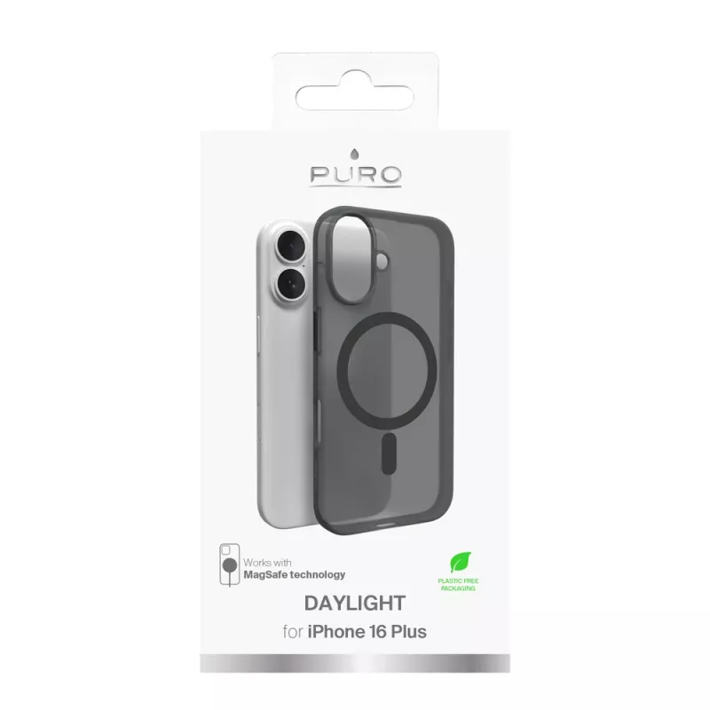Puro Daylight MagSafe-siliconehoesje voor iPhone 16 Plus, zwart