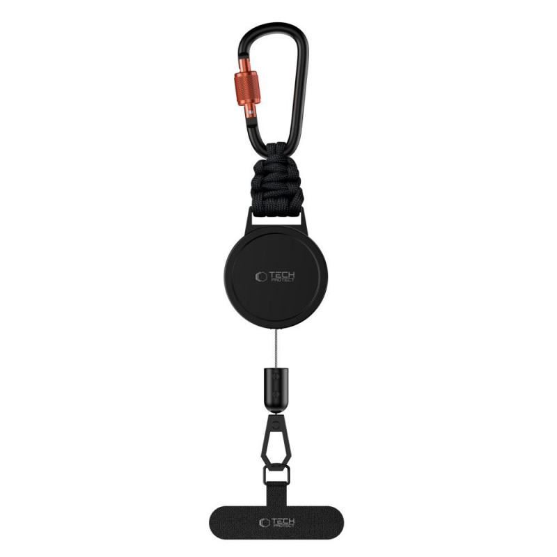 Tech-Protect ATH04 UrbanLoop antidiefstal telefoonhouder met intrekbare stalen kabel, zwart/oranje