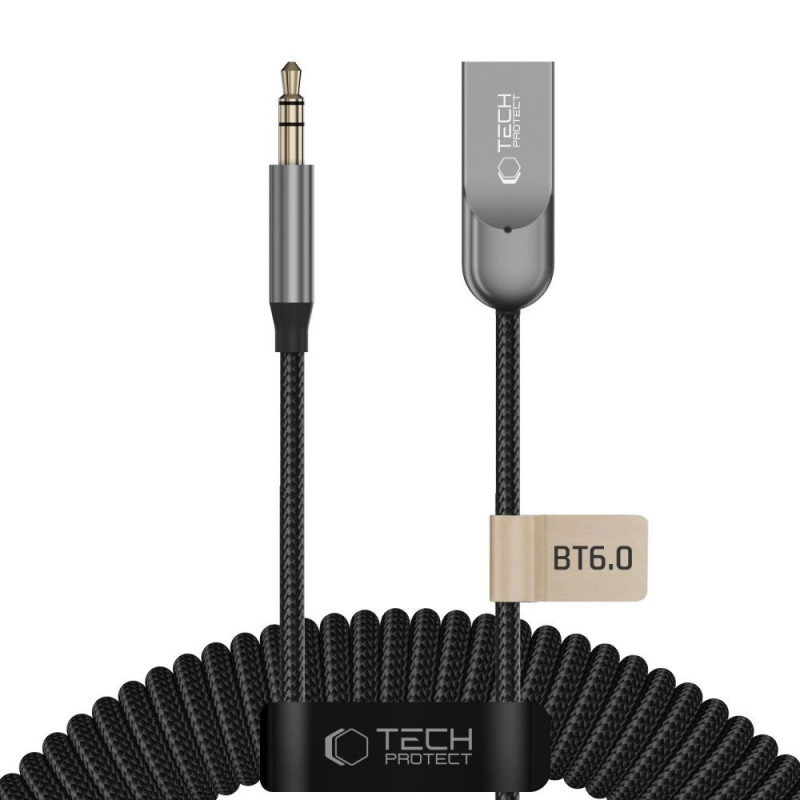 Tech-Protect Ultraboost AU04 Bluetooth 6.0 audio-adapter met AUX 3,5 mm, grijs