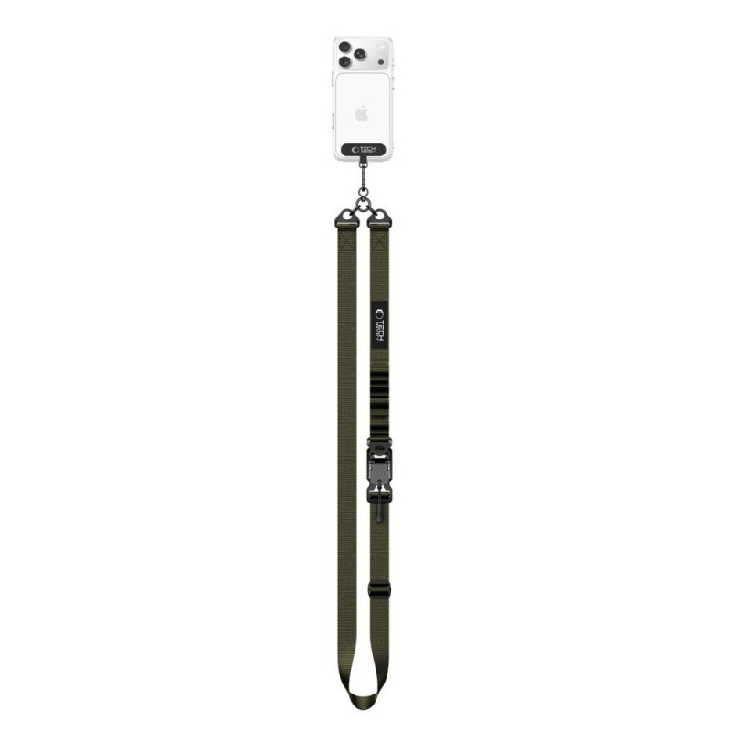 Tech-Protect C9S Rope Crossbody telefoonriem, nylon, 91–140 cm, legergroen