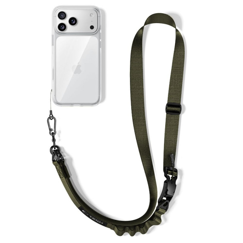 Tech-Protect C9S Rope Crossbody telefoonriem, nylon, 91–140 cm, legergroen