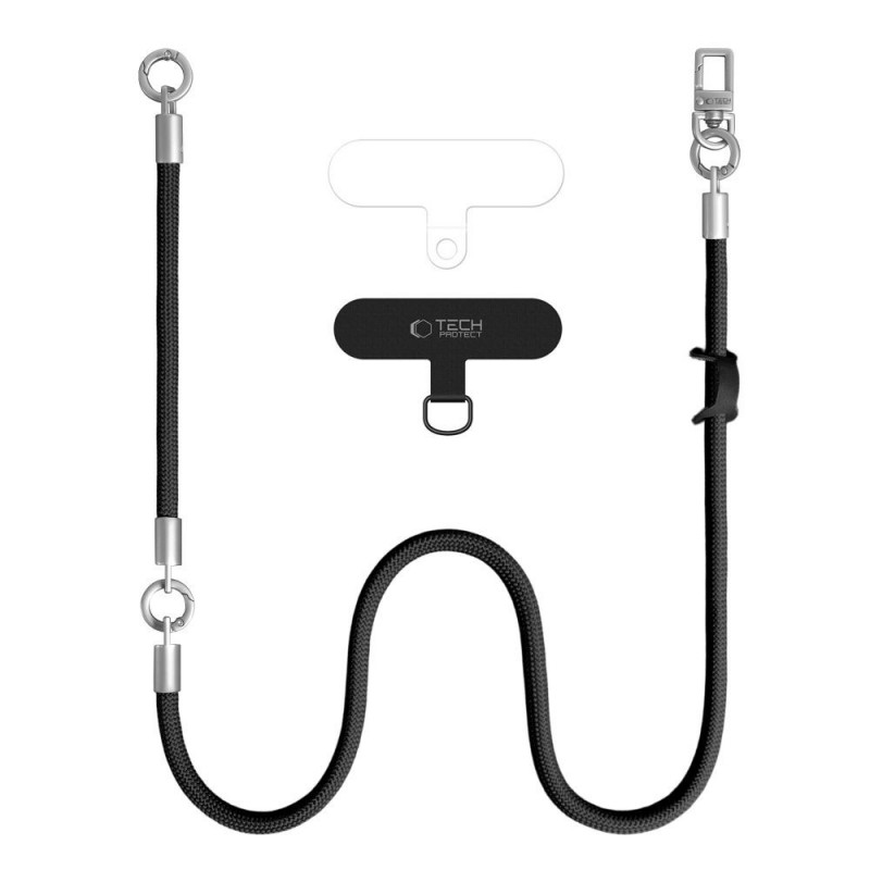 Tech-Protect C10S Rope crossbody- en polsriemset voor telefoon, zwart/titanium