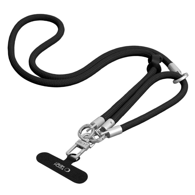 Tech-Protect C10S Rope crossbody- en polsriemset voor telefoon, zwart/titanium