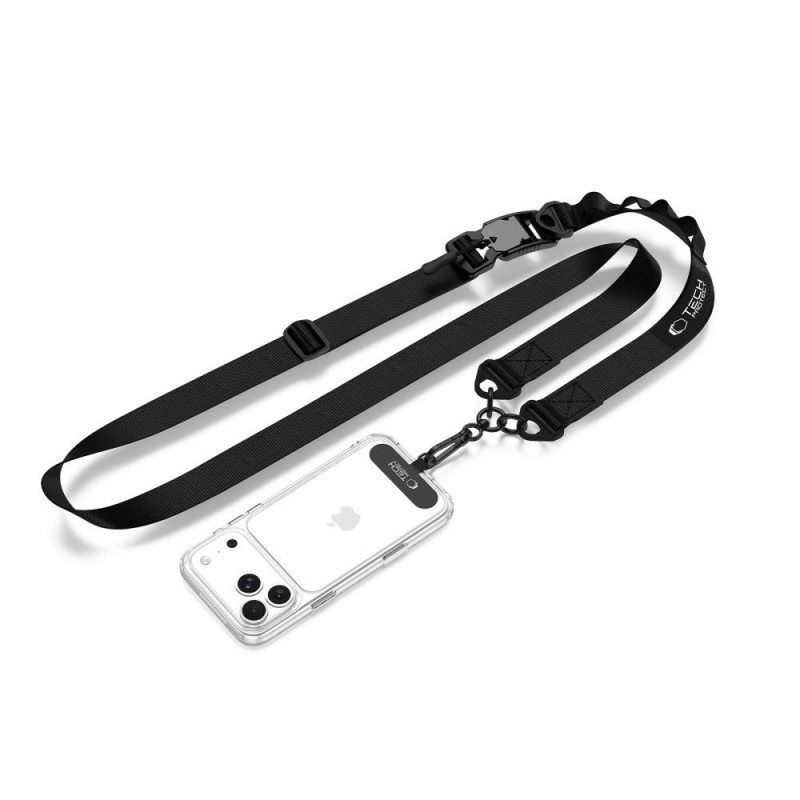 Tech-Protect C9S Rope Crossbody-telefoonband, zwart