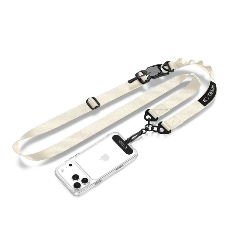 Tech-Protect C9S Rope Crossbody telefoonriem, nylon, 91–140 cm, Desert Beige