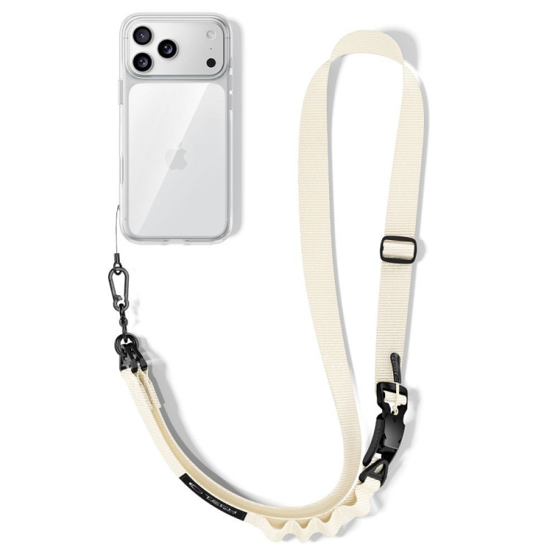 Tech-Protect C9S Rope Crossbody telefoonriem, nylon, 91–140 cm, Desert Beige