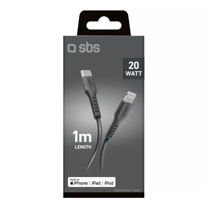 SBS TECABLELIGTC1K USB-C naar Lightning-kabel, 1 m, zwart