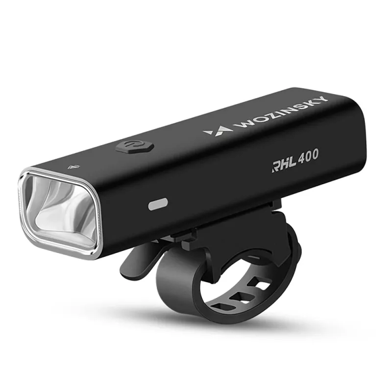 Wozinsky WSBLB2 fietsverlichtingsset, voor (400 lm) en achter, zwart