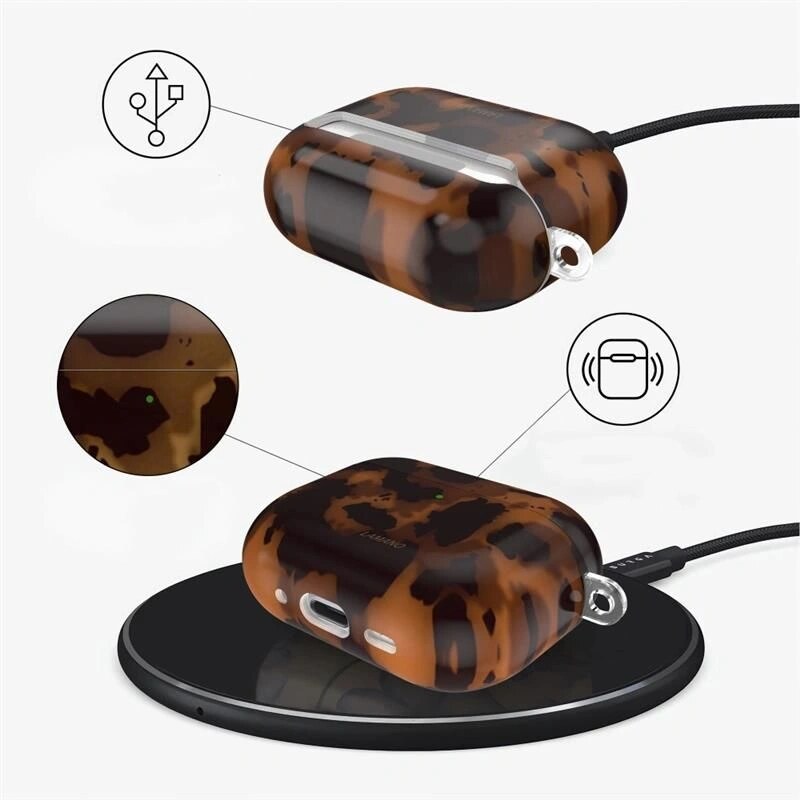 Tech-Protect Lamano-hoesje voor Apple AirPods Pro 3, zwart en bruin