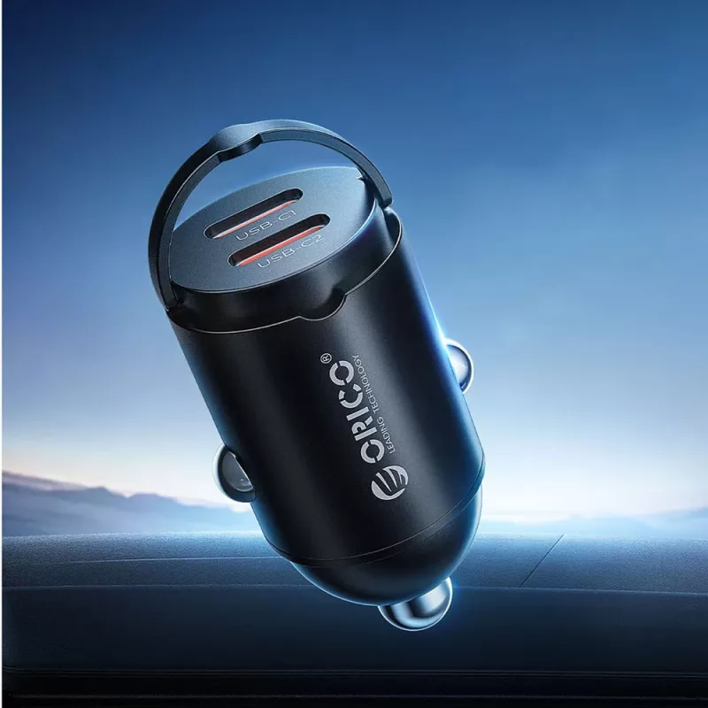 Orico MiniRing MR-30-2C 30W 2x USB-C autolader, zwart