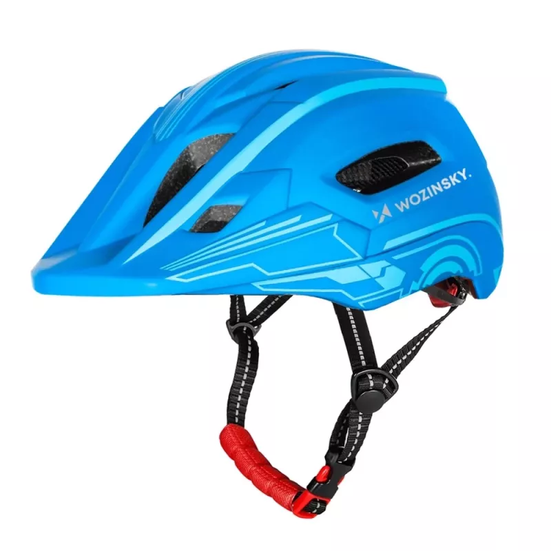 Wozinsky kinderfietshelm full face met USB-achterlicht, maat S (52-56 cm), blauw