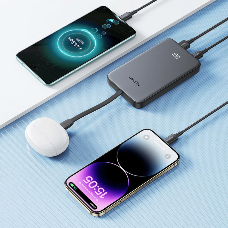 UGREEN PB526 10000mAh 20W powerbank met ingebouwde USB-C-kabel