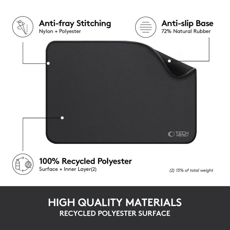 Tech-Protect A100 Muis Mat 35x25 cm, Zwart
