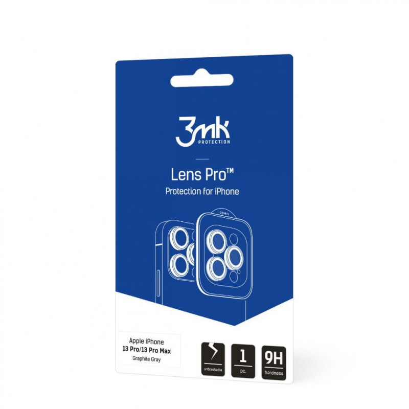 3MK Lens Protection Pro Apple iPhone 13 Pro / 13 Pro Max cameralensbeschermingsglas, grafietgrijs