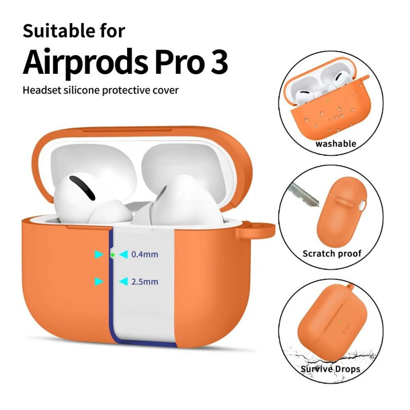 Tech-Protect Siliconen Hook-hoesje voor Apple AirPods Pro 3, kosmisch oranje