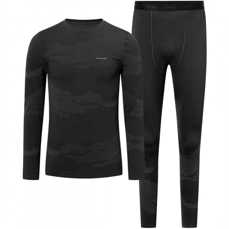 Viking Gasher Man Set Merino herenondergoed, zwart, XL