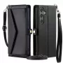Hurtel Samsung Galaxy A56 5G PU leren portemonneehoesje met standfunctie en bandjes, zwart