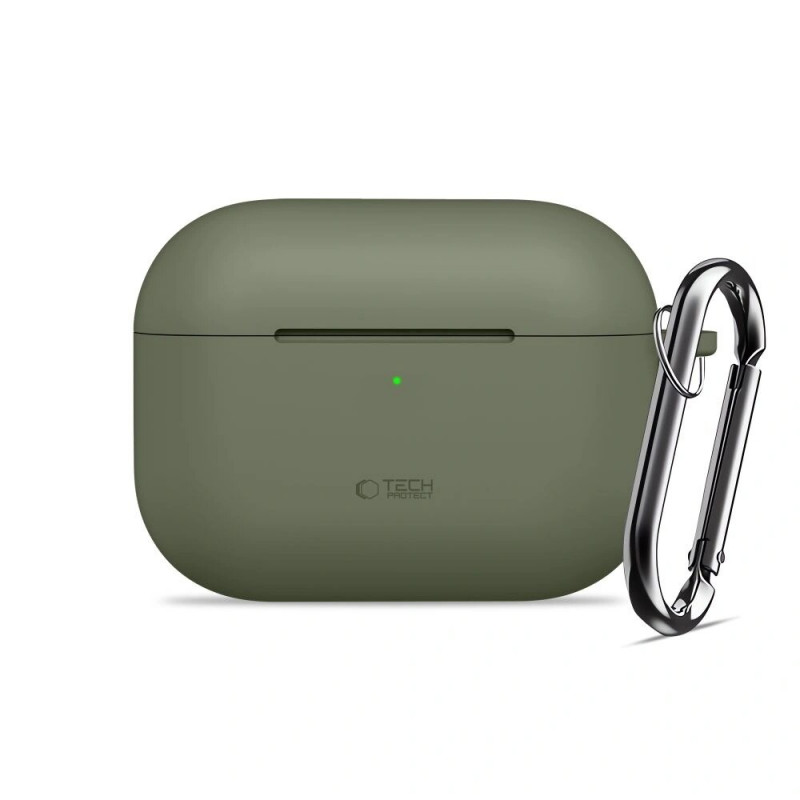 Tech-Protect Silicone Hook-hoesje voor Apple AirPods Pro 3, olijfgroen