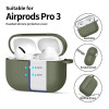 Tech-Protect Silicone Hook-hoesje voor Apple AirPods Pro 3, olijfgroen