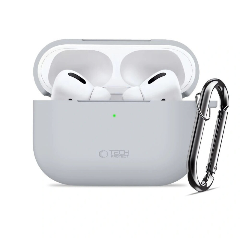 Tech-Protect silicone haakhoesje voor Apple AirPods Pro 3, krijtgrijs
