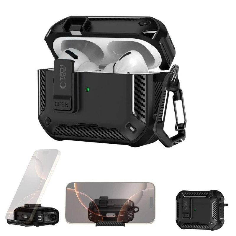 Tech-Protect Carbonox MagSafe-hoesje voor Apple AirPods Pro 3, THP4731, zwart
