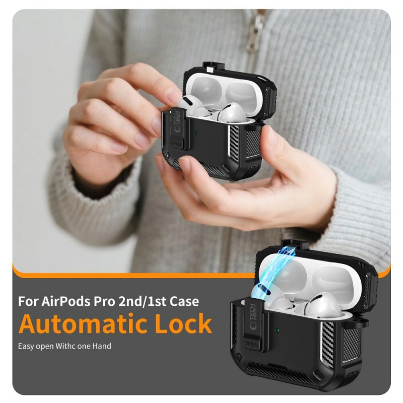 Tech-Protect Carbonox MagSafe-hoesje voor Apple AirPods Pro 3, THP4731, zwart