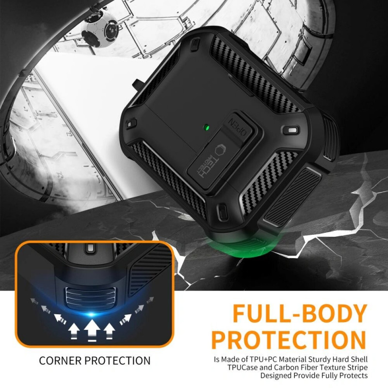Tech-Protect Carbonox MagSafe-hoesje voor Apple AirPods Pro 3, THP4731, zwart
