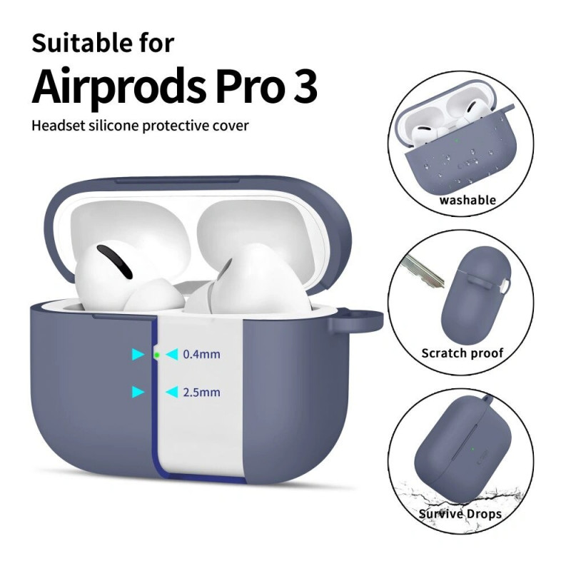 Tech-Protect Siliconen Hook-hoesje voor Apple AirPods Pro 3, lichtblauw