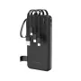 Wozinsky W11-B 10000mAh 10W powerbank met ingebouwde kabels en zaklamp, zwart