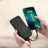 Wozinsky W11-B 10000mAh 10W powerbank met ingebouwde kabels en zaklamp, zwart