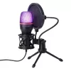 Wozinsky WM-W111 bedrade studio-gamemicrofoon op statief met RGB-achtergrondverlichting, zwart