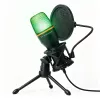 Wozinsky WM-W111 bedrade studio-gamemicrofoon op statief met RGB-achtergrondverlichting, zwart