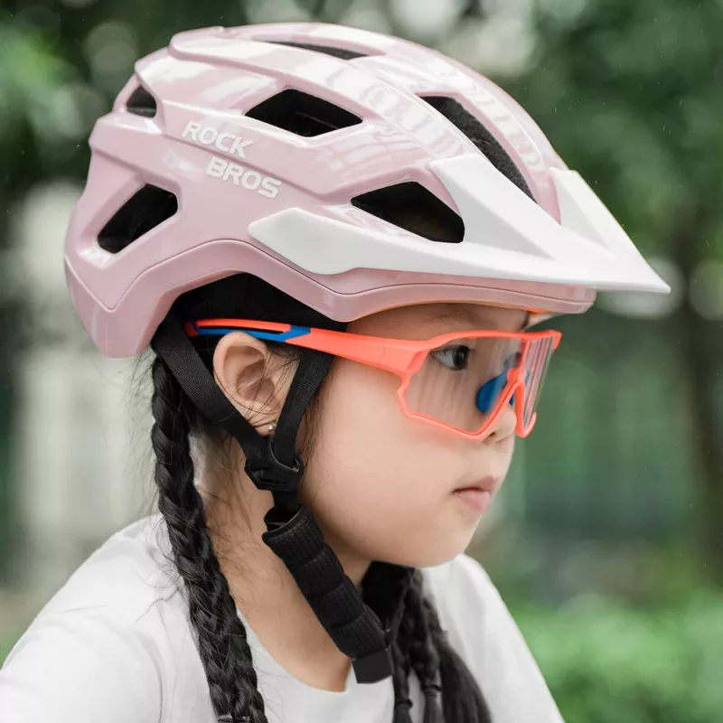 Rockbros LK-67 jeugdfietshelm met afneembaar vizier 54–58 cm, roze