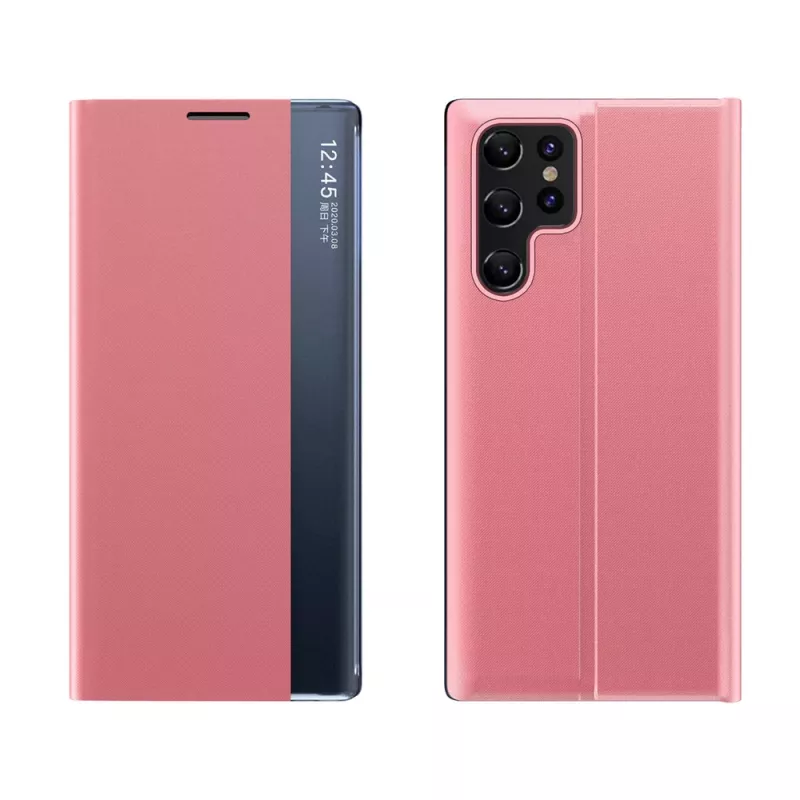 Hurtel New Sleep Case voor Samsung Galaxy S25 Ultra met flippcover en standaard, roze