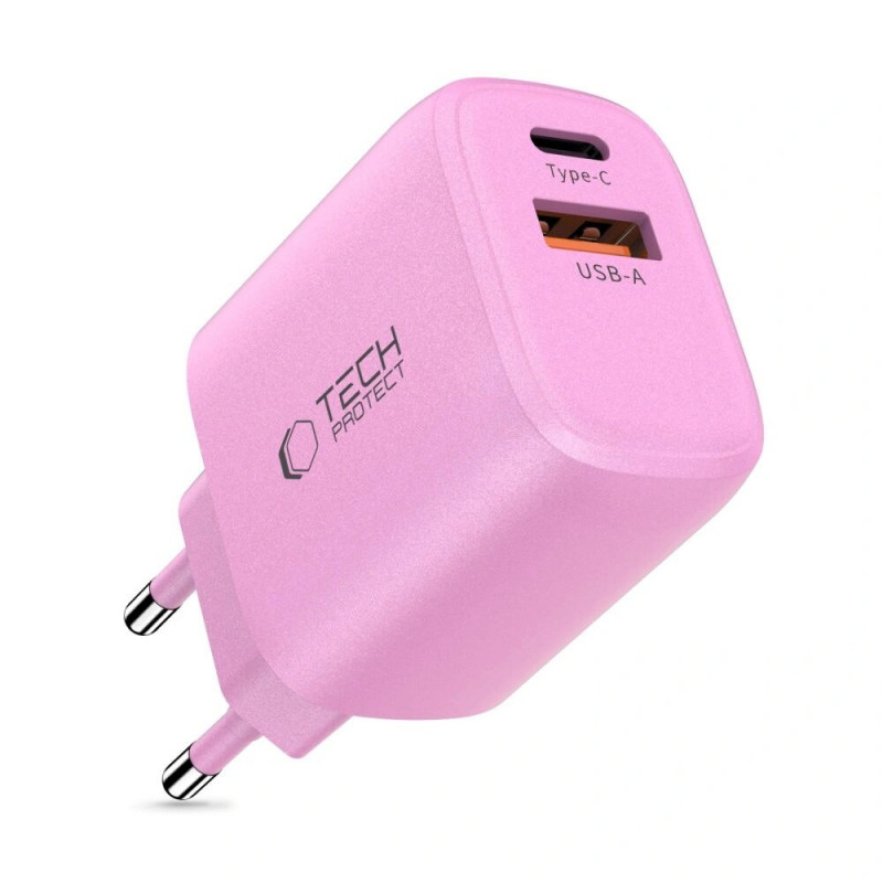 Tech-Protect NCA30 USB-A, USB-C netwerkoplader PD 30W / QC3.0 babyroze