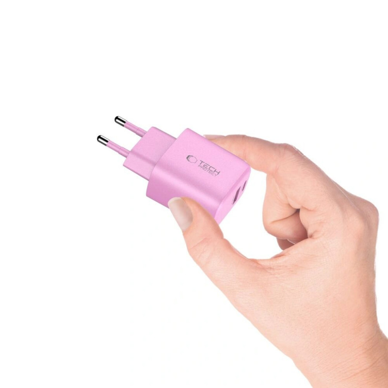 Tech-Protect NCA30 USB-A, USB-C netwerkoplader PD 30W / QC3.0 babyroze