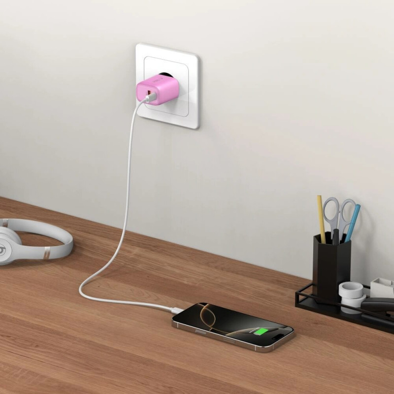 Tech-Protect NCA30 USB-A, USB-C netwerkoplader PD 30W / QC3.0 babyroze