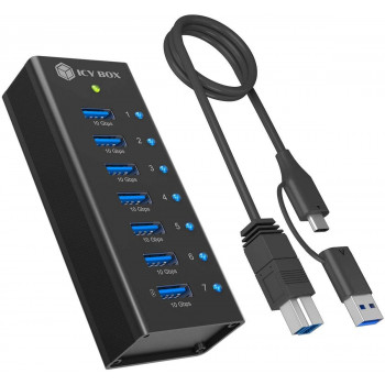 ICY BOX IB-AC618a 7-poorts USB 3.2 Gen 2-hub, aluminium, 12 V