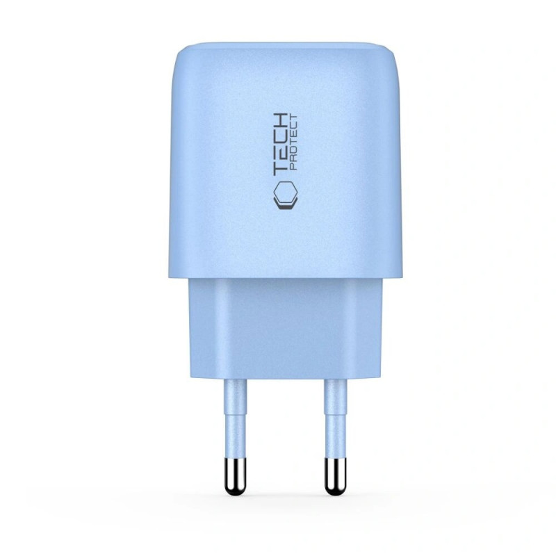 Tech-Protect NCA20 USB-A, USB-C netwerkoplader PD 20W / QC3.0 lichtblauw