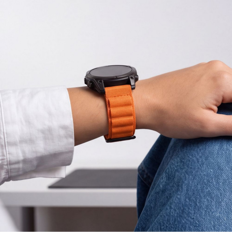 Tech-Protect Nylon Pro THP6037 horlogeband voor Garmin Fenix 5X / 5X Plus / 6X / 6X Pro / 7X / 8 / 8 Pro / 9 / 9 Pro (51 mm), oranje